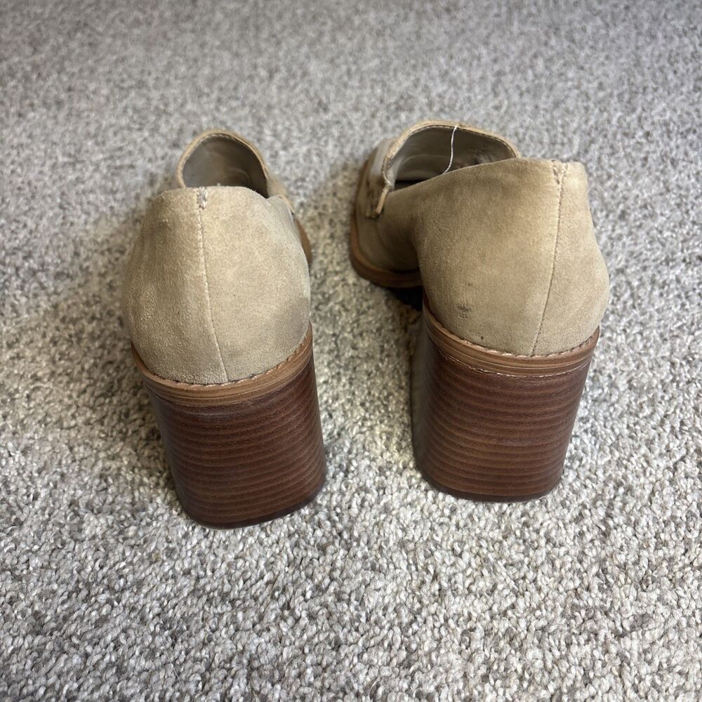 Vince Camuto 5M Segellis Pointed Toe Block Heeled Loafers Tortilla Suede Leather - Picture 6 of 8
